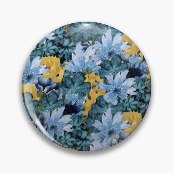 Artikelvorschau, Vintage-Collage aus blauem und gelbem digitalem Blumendekor im Decoupage-Stil entworfen und verkauft von Licorice Moon.
