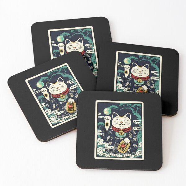 Item preview, Maneki Neko Lucky Cat Illustration Tea Ceremony Night Aesthetic designed and sold by JordynLadukeg65.