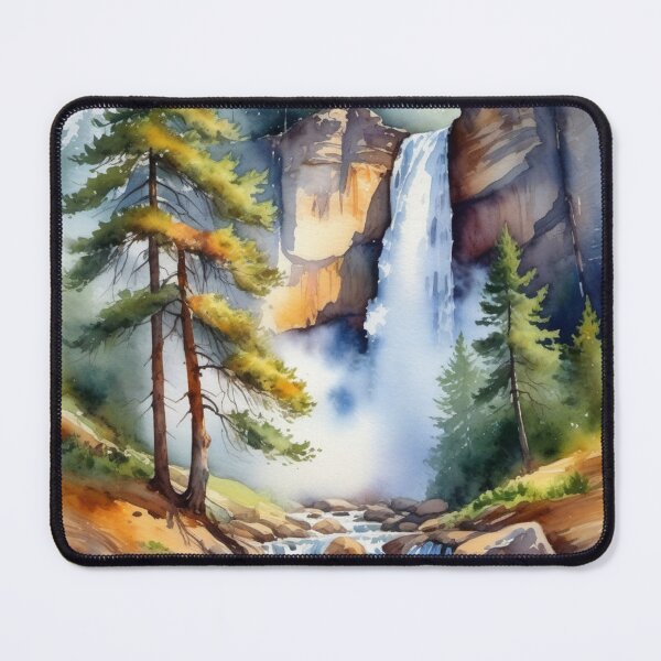 Item preview, Waterfall and pine trees designed and sold by Kraftbaum.