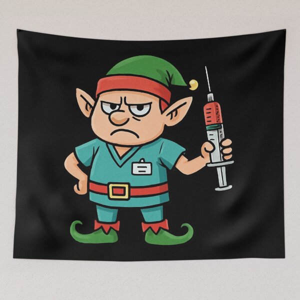 Item preview, Grumpy Christmas Phlebotomist Elf designed and sold by Virelo.