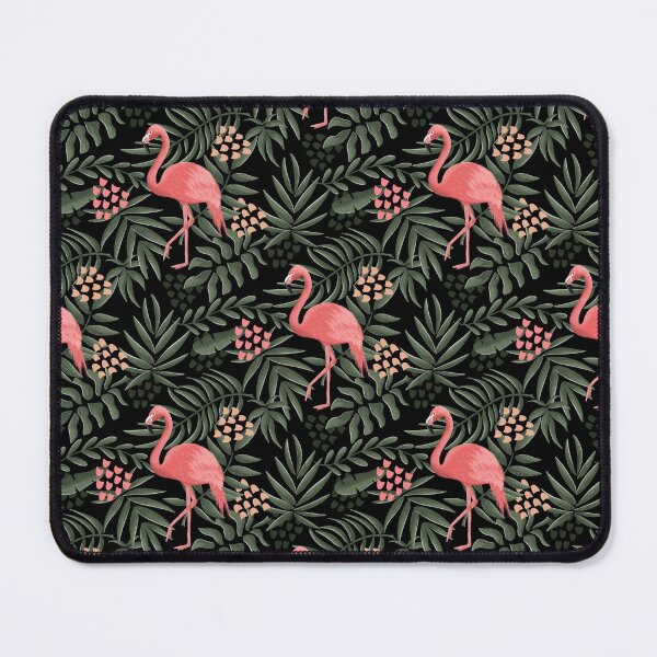 Item preview, Midnight Flamingos Tropical Leaves on a dark background designed and sold by SaltyCoveStudio.
