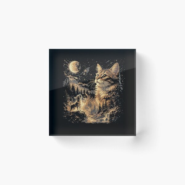 Item preview, Celestial Forest Cat - Golden Wilderness Double Exposure designed and sold by Evaevonechi.