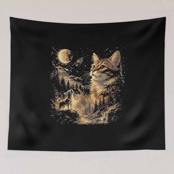 Item preview, Celestial Forest Cat - Golden Wilderness Double Exposure designed and sold by Evaevonechi.
