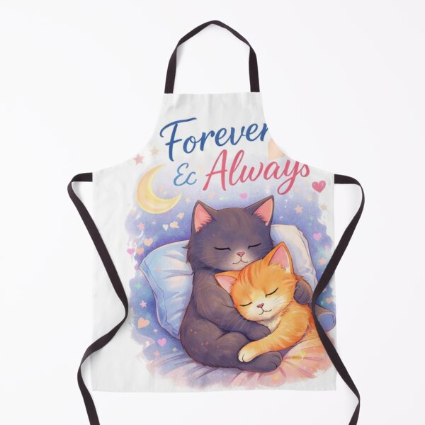 Item preview, Forever & Always – Cute Sleeping Cats Love Illustration, Soft Pastel Night Art designed and sold by ArtByKapil.