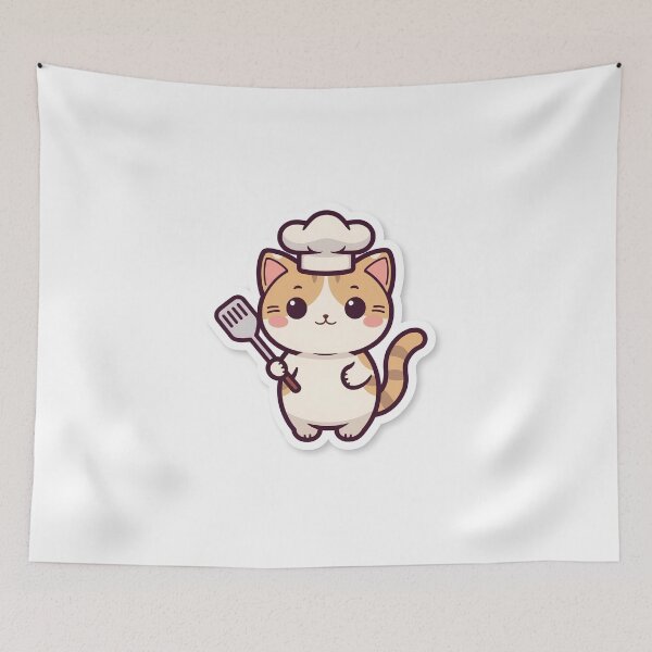 Item preview, Cute Chef Cat Sticker Kawaii Baker Kitty with Spatula and Toque designed and sold by fatimaadraws.