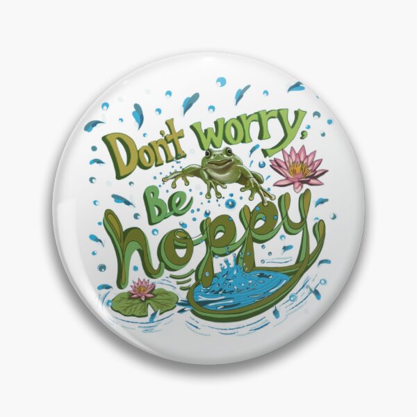 Item preview, Don't worry be Hoppy Frog quote illustration designed and sold by Taçiana  Estrela.