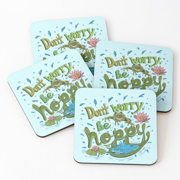 Item preview, Don't worry be Hoppy Frog quote illustration designed and sold by Taçiana  Estrela.