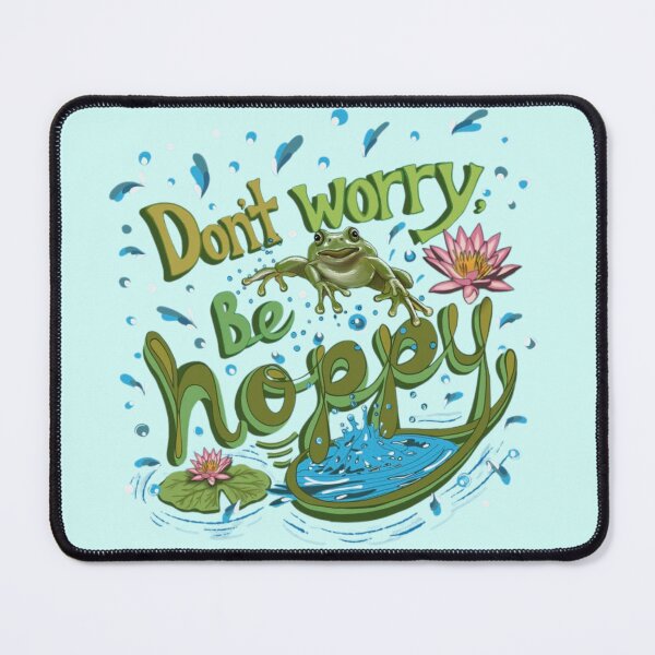 Item preview, Don't worry be Hoppy Frog quote illustration designed and sold by Taçiana Estrela.