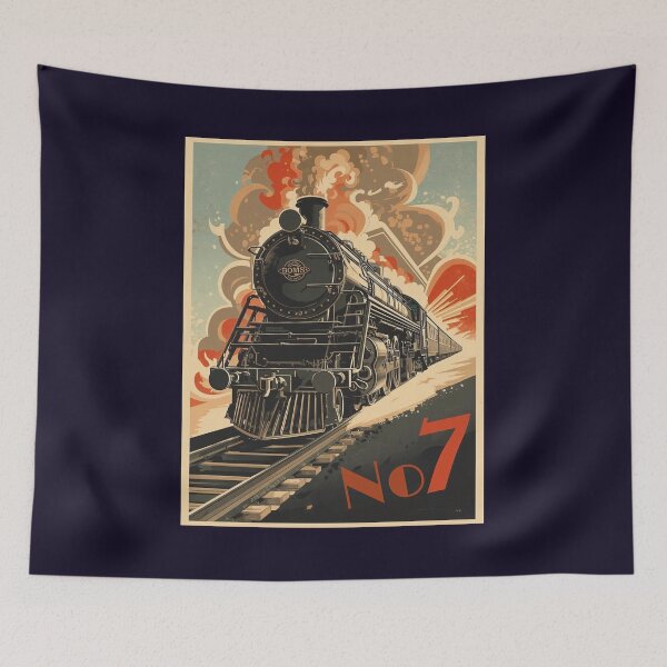 Item preview, Locomotive No 7 'The Continental Express' - Vintage Art Deco Style Steam Locomotive designed and sold by ArtbyClarkie.