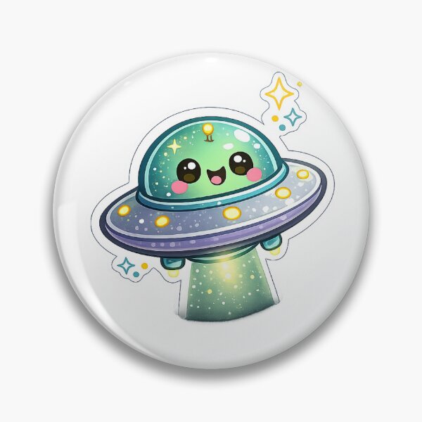 Item preview, Kawaii UFO Sticker | Cute Flying Saucer Space Alien Aesthetic Vinyl Style designed and sold by SnugglePod Studio.