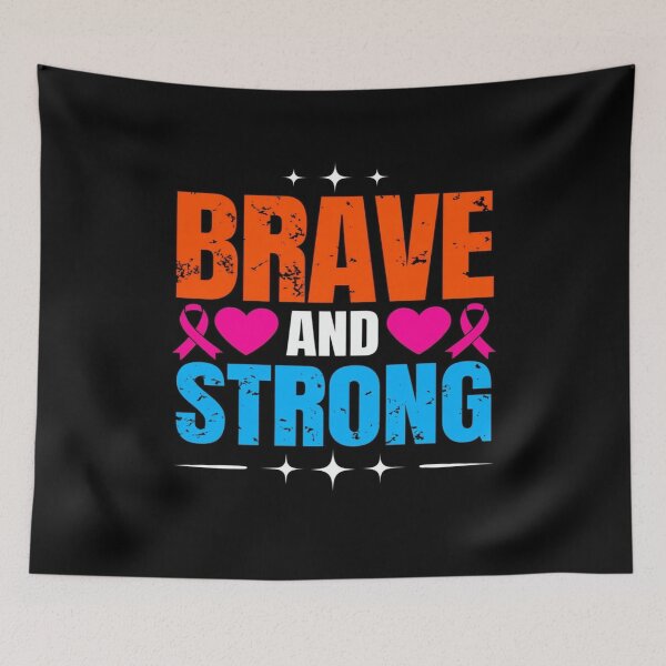 Item preview, Brave and Strong Breast Cancer Awareness Design – Pink Ribbon Support Gift for Fighters & Survivors designed and sold by Bright Nest Studio.