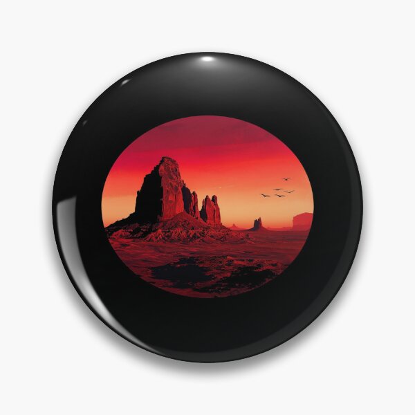 Item preview, Surreal Alien Desert Landscape Art – Vivid Red Sky, Birds & Rock Formations for Cosmic Wall Decor designed and sold by Bright Nest Studio.