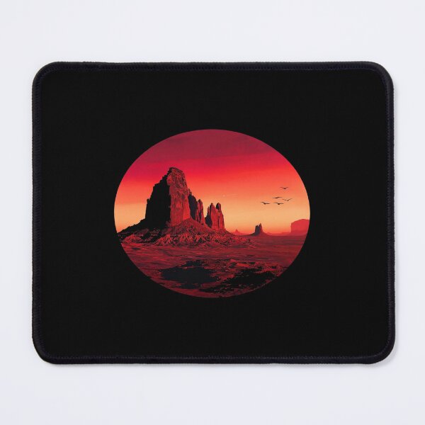 Item preview, Surreal Alien Desert Landscape Art – Vivid Red Sky, Birds & Rock Formations for Cosmic Wall Decor designed and sold by Bright Nest Studio.