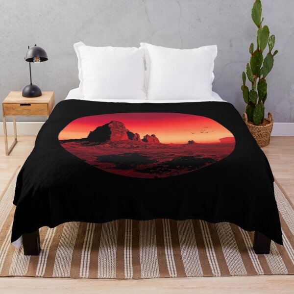 Item preview, Surreal Alien Desert Landscape Art – Vivid Red Sky, Birds & Rock Formations for Cosmic Wall Decor designed and sold by Bright Nest Studio.