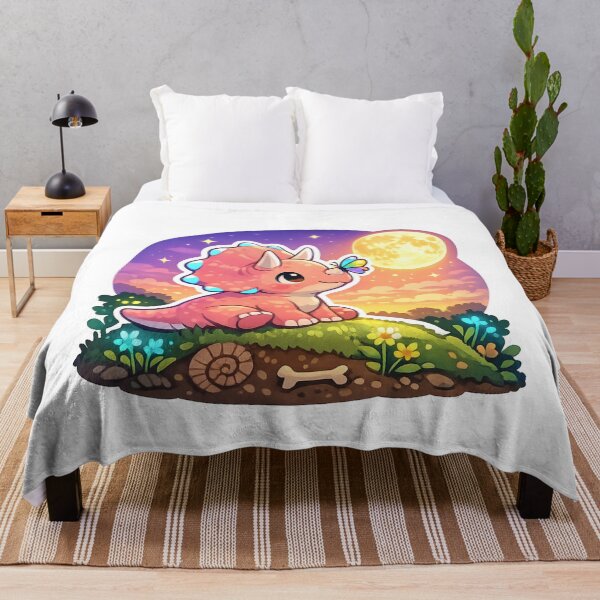 Item preview, Sunset Dreams - Cute Dinosaur Gazing at Moon with Butterfly designed and sold by SheebRock.