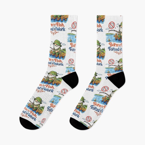 Item preview, Born to Fish, Forced to Work – Funny Fishing Gnome Design designed and sold by Moriarty's Digital Visions.