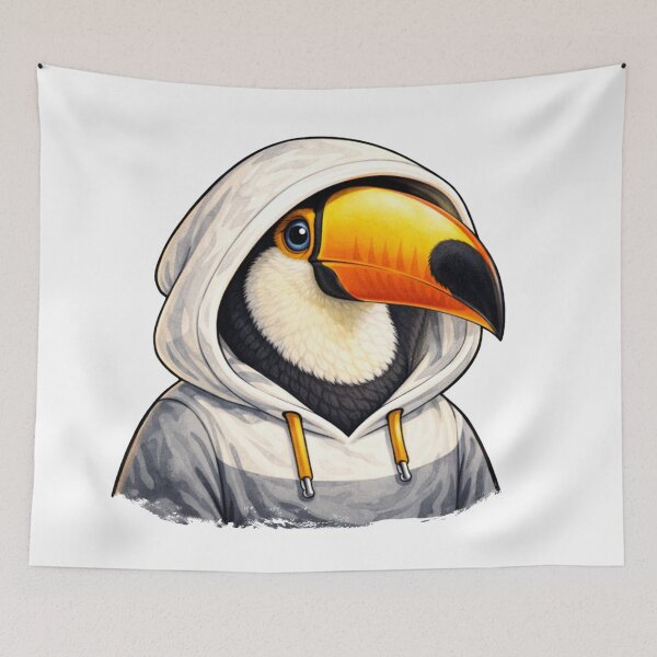 Item preview, Toucan in Hooded Sweatshirt Streetwear Illustration designed and sold by Combat Skies.
