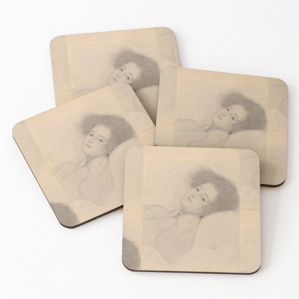 Item preview, Portrait of a Young Woman Reclining by Gustav Klimt: Minimalist Fine Art Poster designed and sold by artofuniverse.