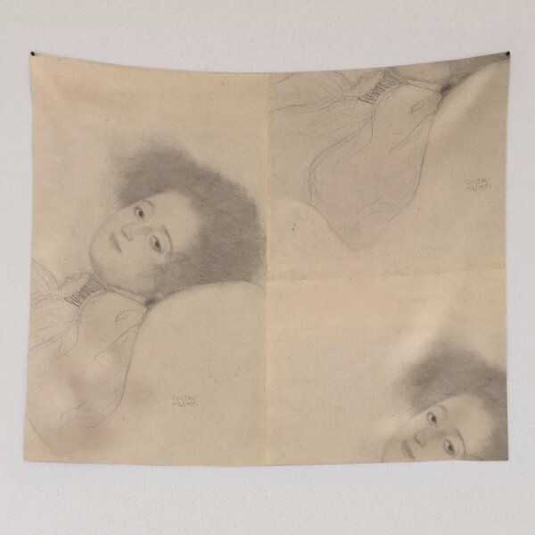 Item preview, Portrait of a Young Woman Reclining by Gustav Klimt: Minimalist Fine Art Poster designed and sold by artofuniverse.