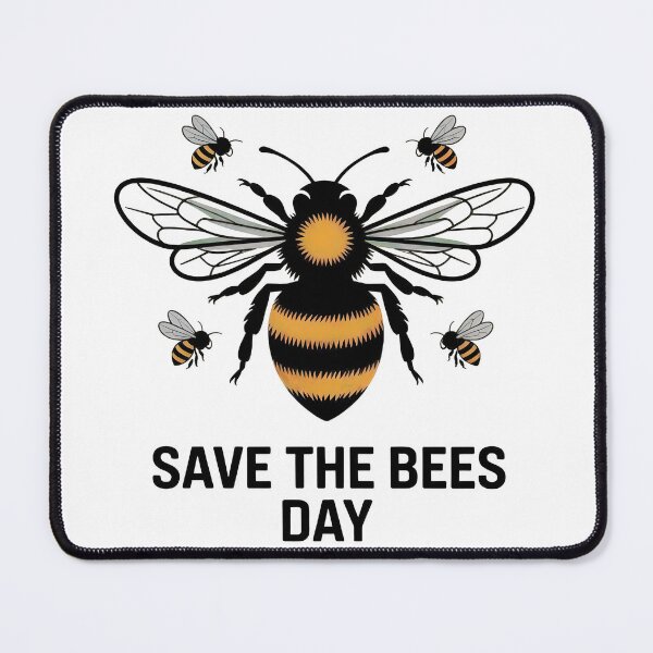 Item preview, Vibrant bee illustration with Save The Bees Day message designed and sold by Creative88Art.
