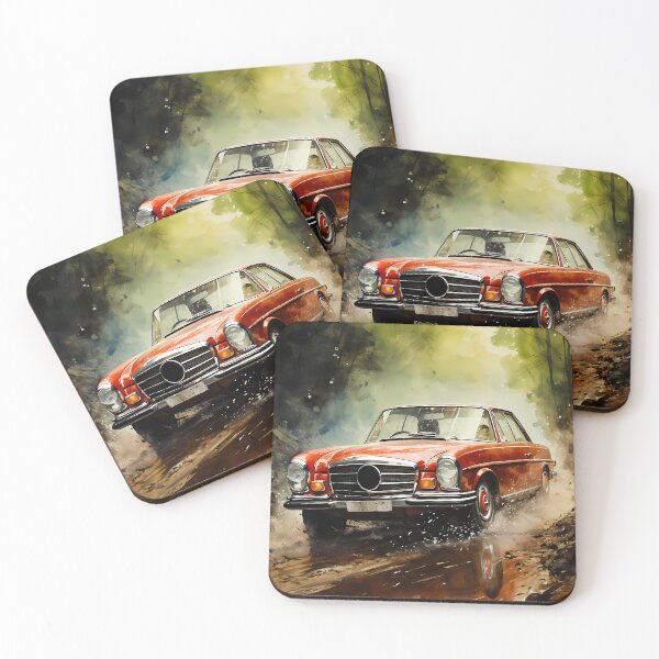 Item preview, Vintage Sports Car Gliding On Wet Path Amid Dense Trees designed and sold by RevUpDesign.