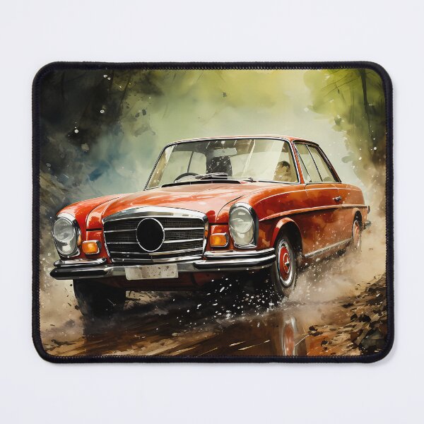 Item preview, Vintage Sports Car Gliding On Wet Path Amid Dense Trees designed and sold by RevUpDesign.