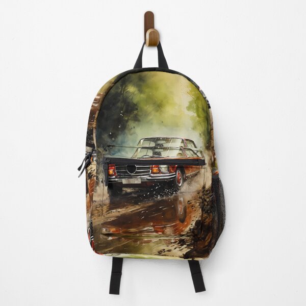 Item preview, Vintage Sports Car Gliding On Wet Path Amid Dense Trees designed and sold by RevUpDesign.