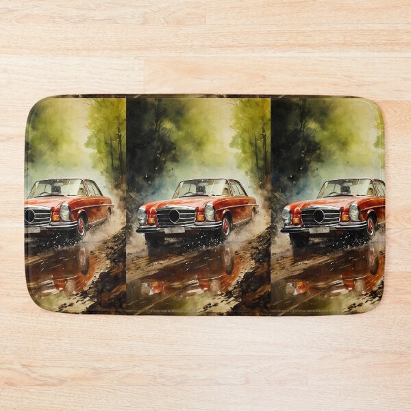 Item preview, Vintage Sports Car Gliding On Wet Path Amid Dense Trees designed and sold by RevUpDesign.