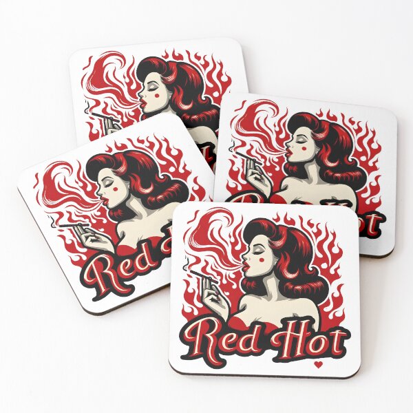 Item preview, Red Hot Pin-Up Girl Smoking Retro Flame Art. designed and sold by Spark2Seduction.