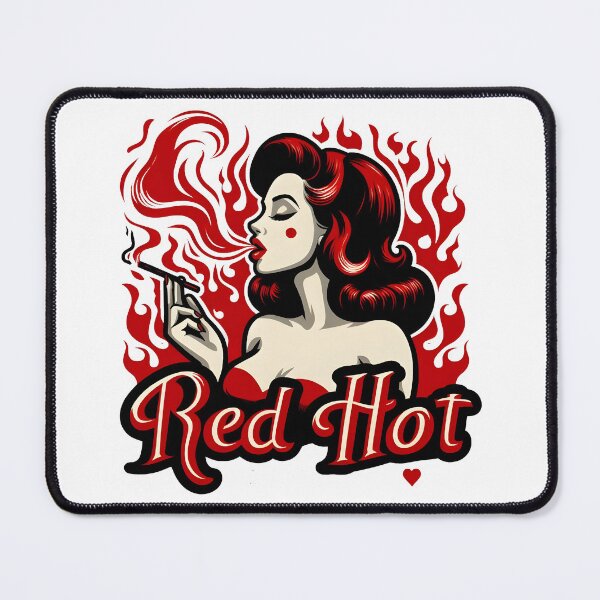 Item preview, Red Hot Pin-Up Girl Smoking Retro Flame Art. designed and sold by Spark2Seduction.