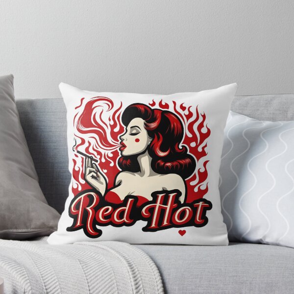 Item preview, Red Hot Pin-Up Girl Smoking Retro Flame Art. designed and sold by Spark2Seduction.