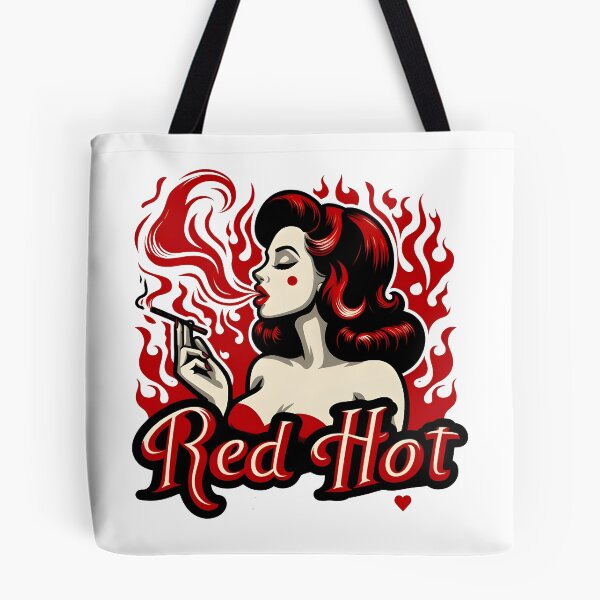 Artikelvorschau, Red Hot Pin-Up Girl Smoking Retro Flame Art. entworfen und verkauft von Spark2Seduction.