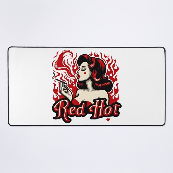 Item preview, Red Hot Pin-Up Girl Smoking Retro Flame Art. designed and sold by Spark2Seduction.