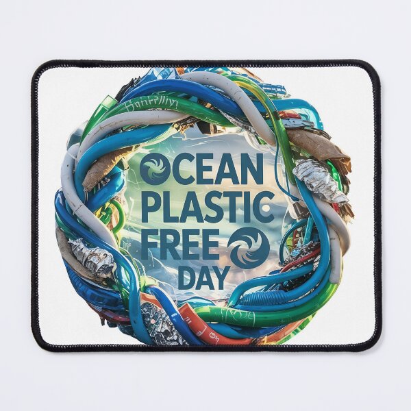 Item preview, Ocean Plastic Free Day awareness campaign with earth surrounded by plastic waste designed and sold by Creative88Art.
