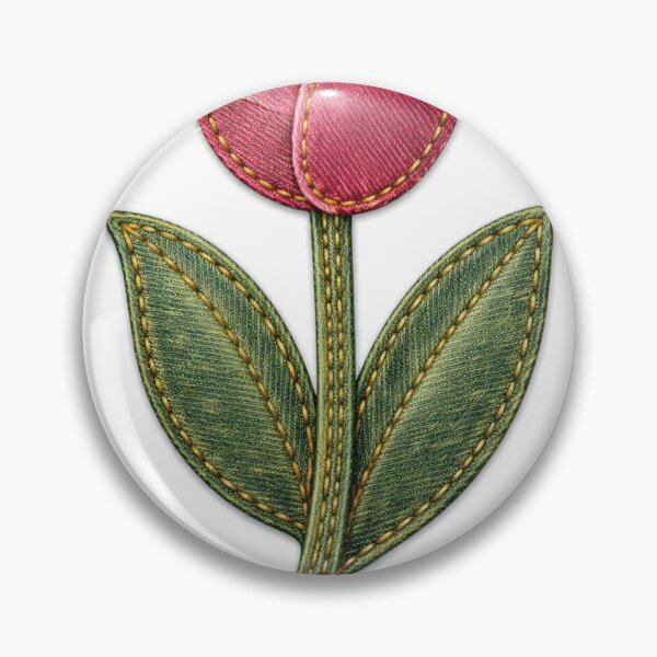Item preview, Denim Tulip Patch with Leaves designed and sold by Line-mood.