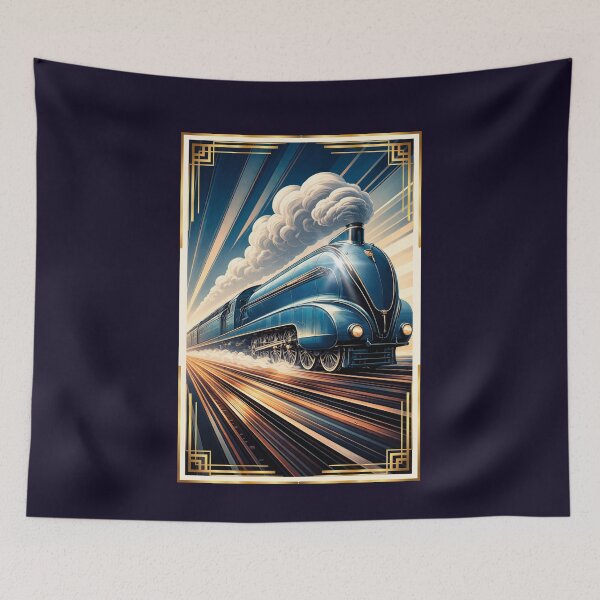 Item preview, Locomotive No 8 'The Streamliner' - Vintage Art Deco Style Steam Locomotive designed and sold by ArtbyClarkie.