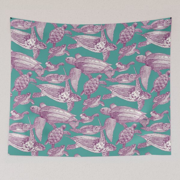Item preview, sea turtles purple turquoise designed and sold by scrummy.