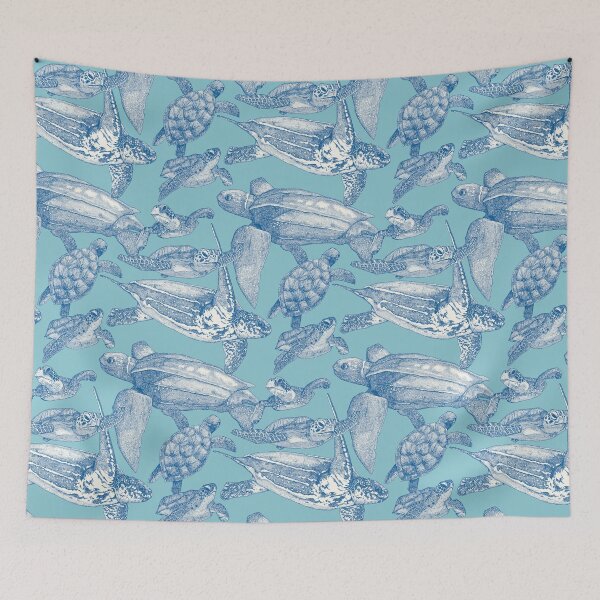 Item preview, sea turtles cobalt sky blue designed and sold by scrummy.
