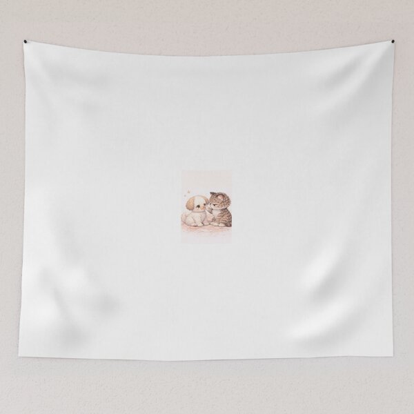 Item preview, Cute Kitten Helping Puppy with Bandage designed and sold by LovelyCatGalaxy.