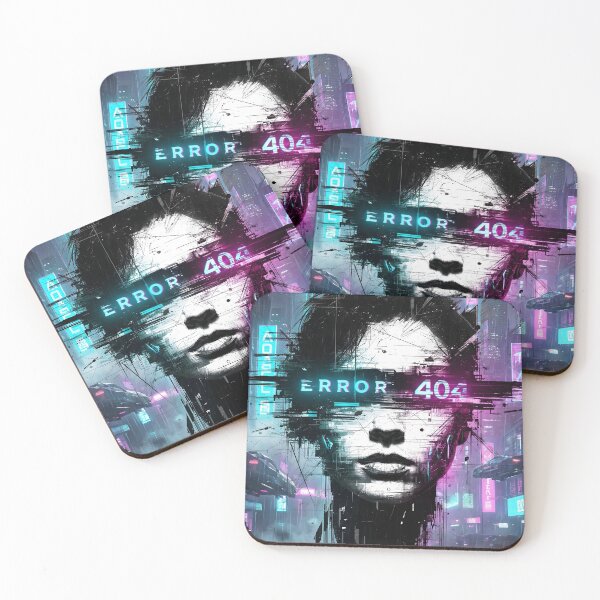 Item preview, Error 404: Glitch Art Portrait in Neon Cyberpunk City designed and sold by MarCinu Art.