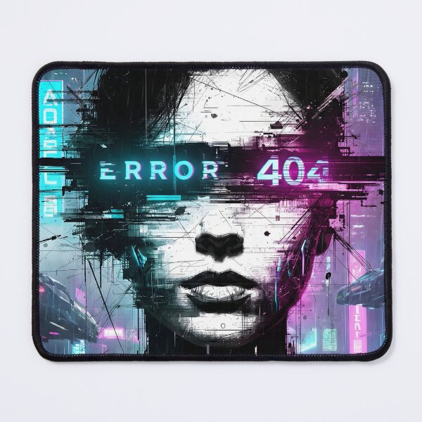 Item preview, Error 404: Glitch Art Portrait in Neon Cyberpunk City designed and sold by MarCinu Art.