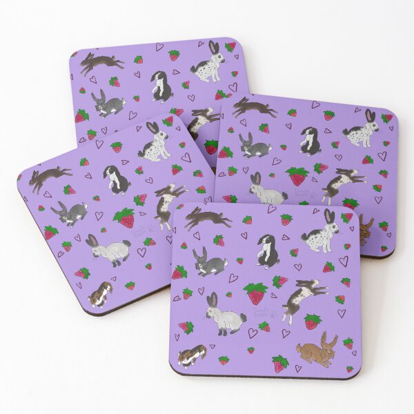 Item preview, Strawberry Bunnies - Purple Seamless Pattern designed and sold by DoodleBeasts.