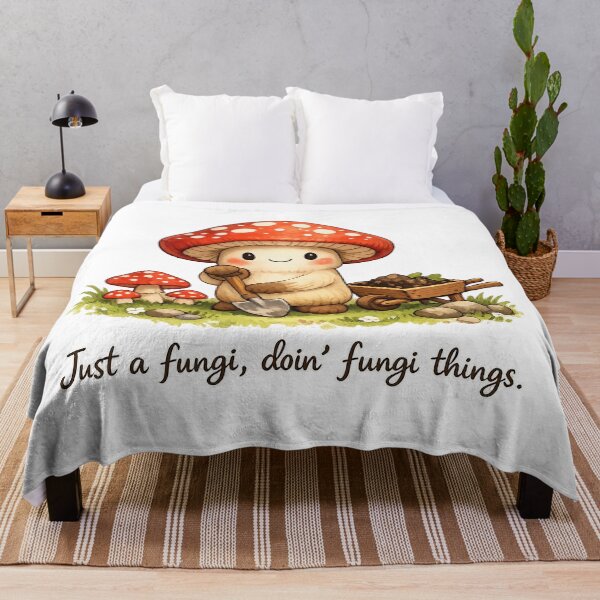 Item preview, Just a Fungi, Doin’ Fungi Things – Cute Mushroom Cottagecore Illustration designed and sold by ai1art.