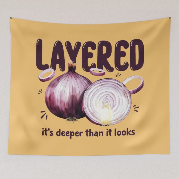 Item preview, Layered Red Onion Personality Pun Art designed and sold by SplashTastic.