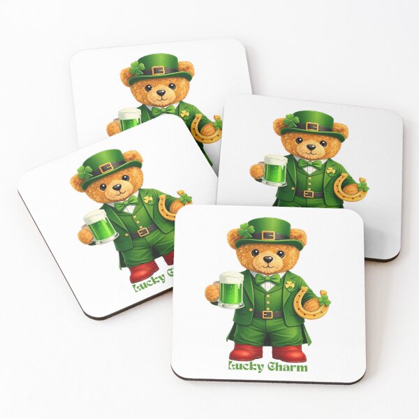 Item preview, Cute St. Patrick's Day Teddy Bear with Green Beer & Horseshoe - Irish Luck Mascot designed and sold by CuteBear87.