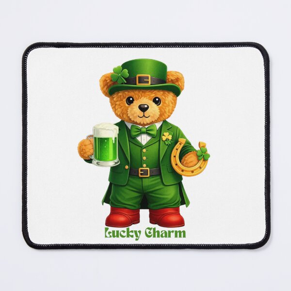 Item preview, Cute St. Patrick's Day Teddy Bear with Green Beer & Horseshoe - Irish Luck Mascot designed and sold by CuteBear87.