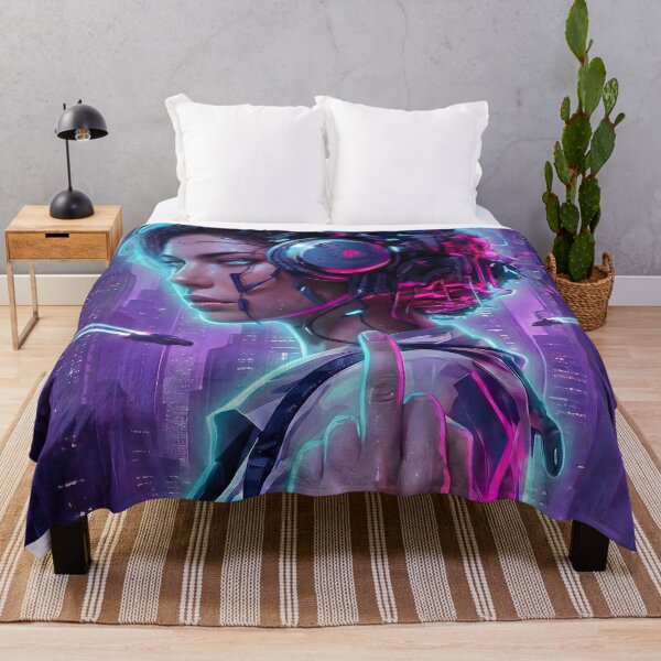 Item preview, Neon Cyberpunk Rebel Girl – Futuristic Sci-Fi Rain Aesthetic designed and sold by MarCinu Art.