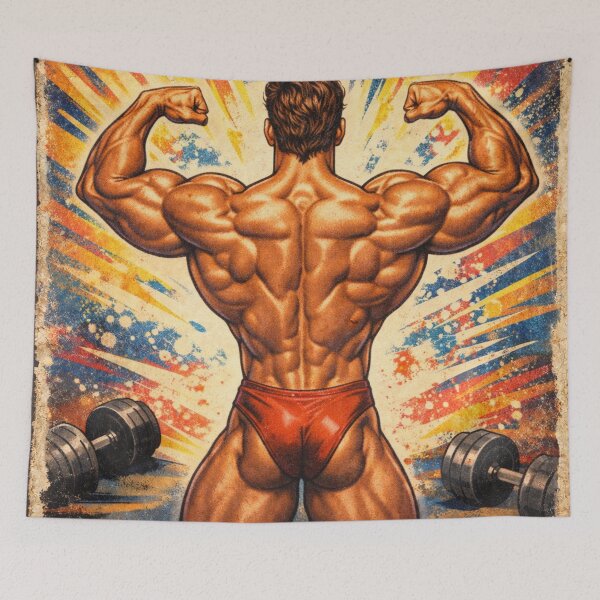 Item preview, Never Back Down Retro Bodybuilding Gym Poster designed and sold by JonelleTshirts.