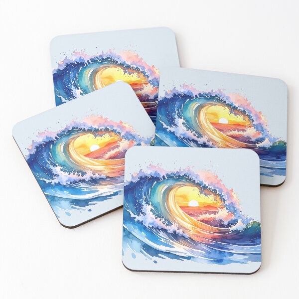 Item preview, Dance of the wave at sunset, wave in watercolor designed and sold by LiskoDesign.