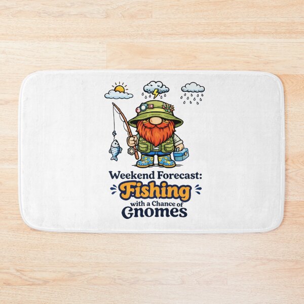 Item preview, Weekend Forecast Fishing with a Chance of Gnomes – Funny Fishing Gnome Illustration designed and sold by Moriarty's Digital Visions.